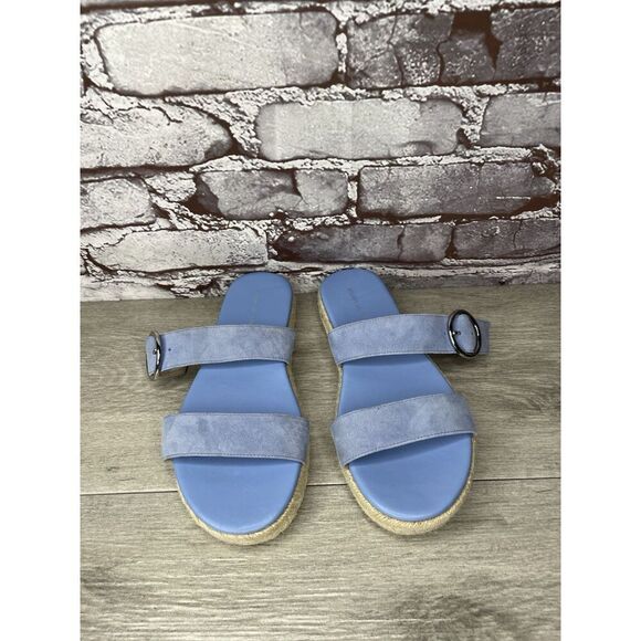 Stuart Weitzman Periwinkle Blue Suede Leather Espadrille Sandals Women Sz 6B US - Picture 13 of 16